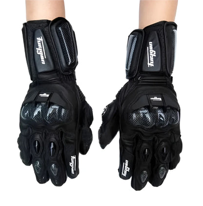 Motorcycle long leather gloves