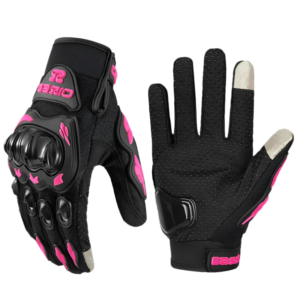 Lady's Pink & Black Motorcycle Gloves