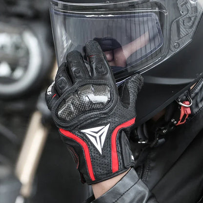 Breathable Leather Touchscreen Motorcycle Gloves